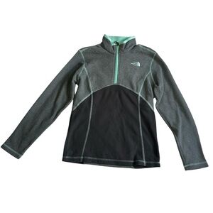 The North Face Girls’ Mint Gray Fleece Winter Quarter Zip- Sweater Jacket-Medium